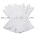 Mal's plain white % cotton gloves with button on wrist ZM90-G